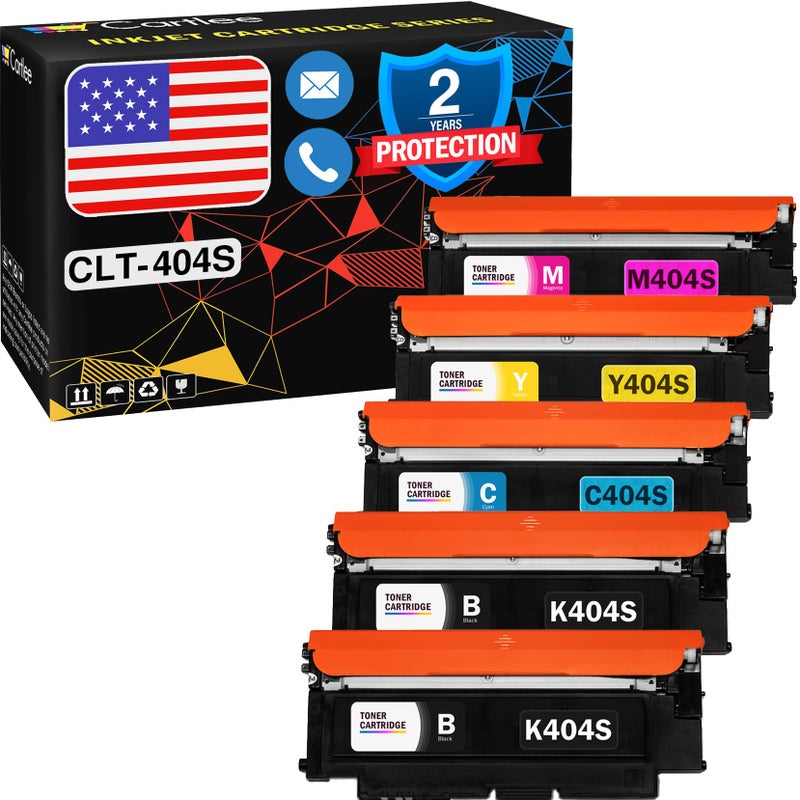 Cartlee Compatible Toner Cartridges Replacement for Samsung CLT-K404S CLT-C404S CLT-M404S CLT-Y404S (2 Black, 1 Each Color) 404s 404 Xpress SL-C430W SL-C480FW SL-C480W c430 y404 k404 c480 Express - Image 1